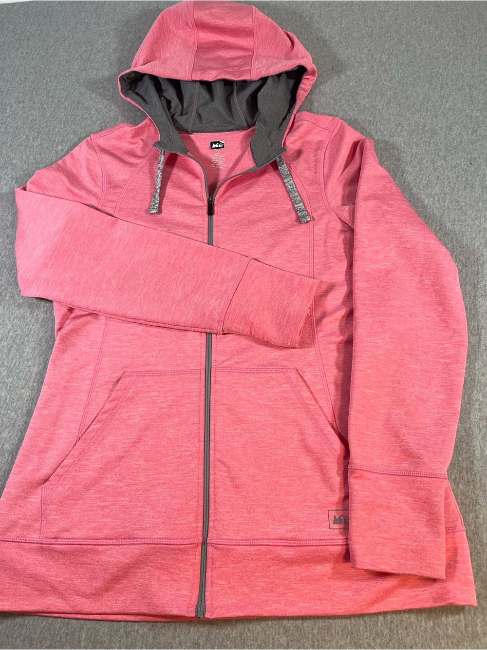 REI Heathered Rose Pink Zip-Up Hooded Jacket